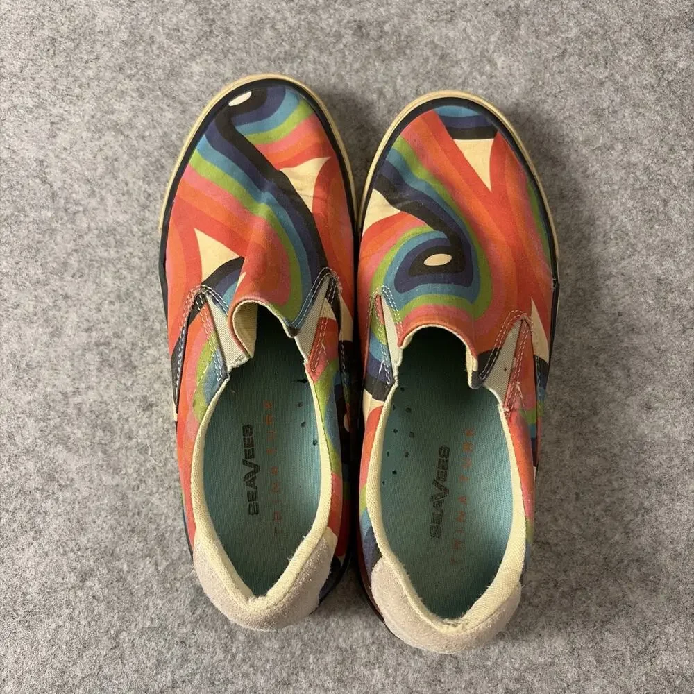 Seaver’s X Trina Turk Baja Retro Rainbow Swirl Slip On Canvas Sneakers 7